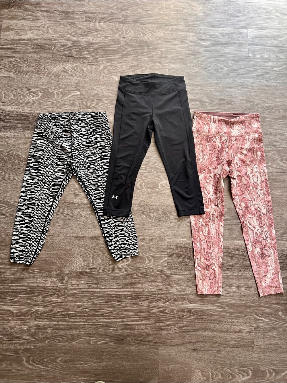 3 Legging Bundle! Calvin Klein & Under Armour animal print and black.